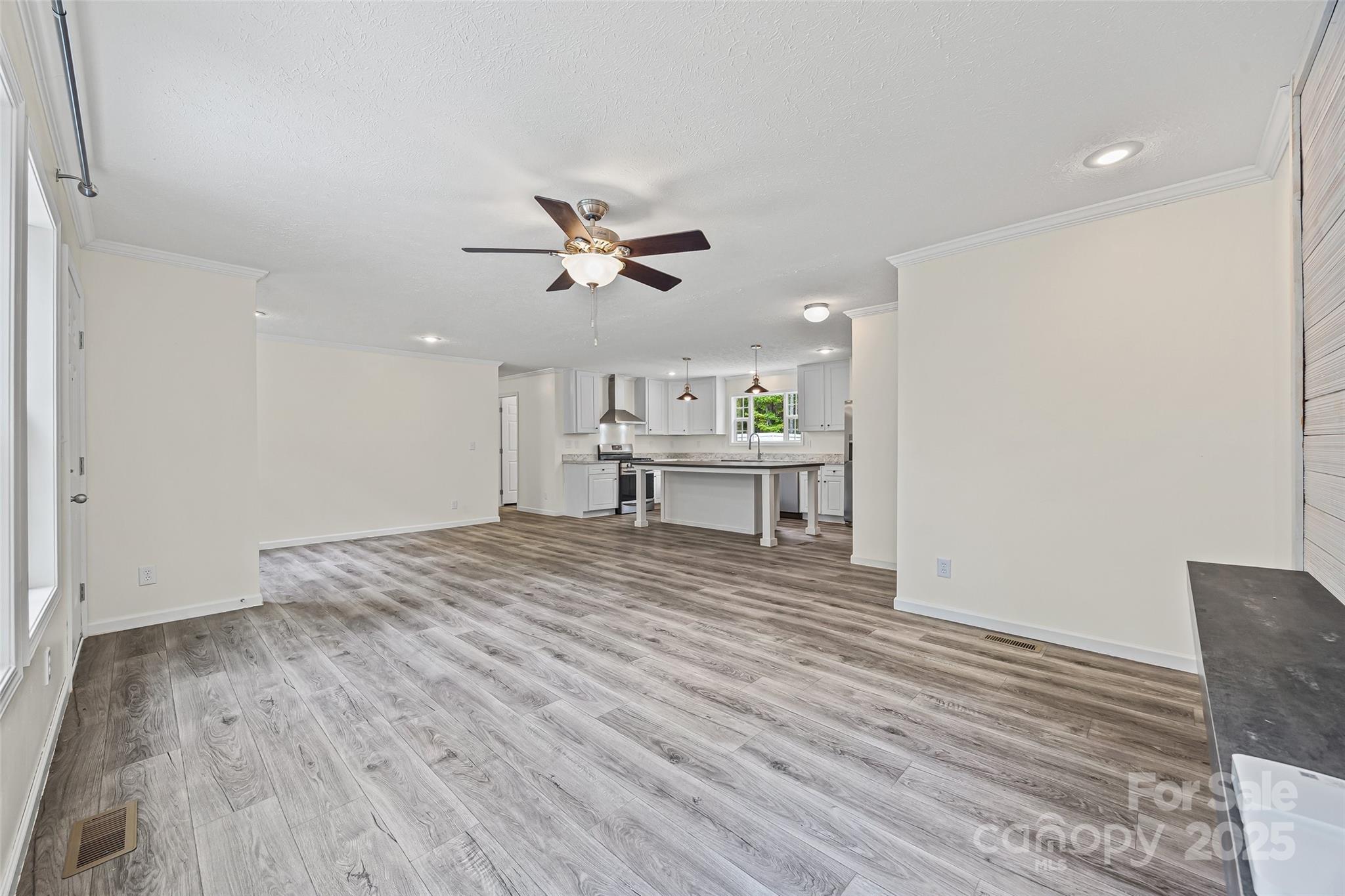 2025 Kisatchie Drive Hickory Grove, SC 29717 - Photo 6 of 33 an empty room with wooden floor ceiling fan and windows