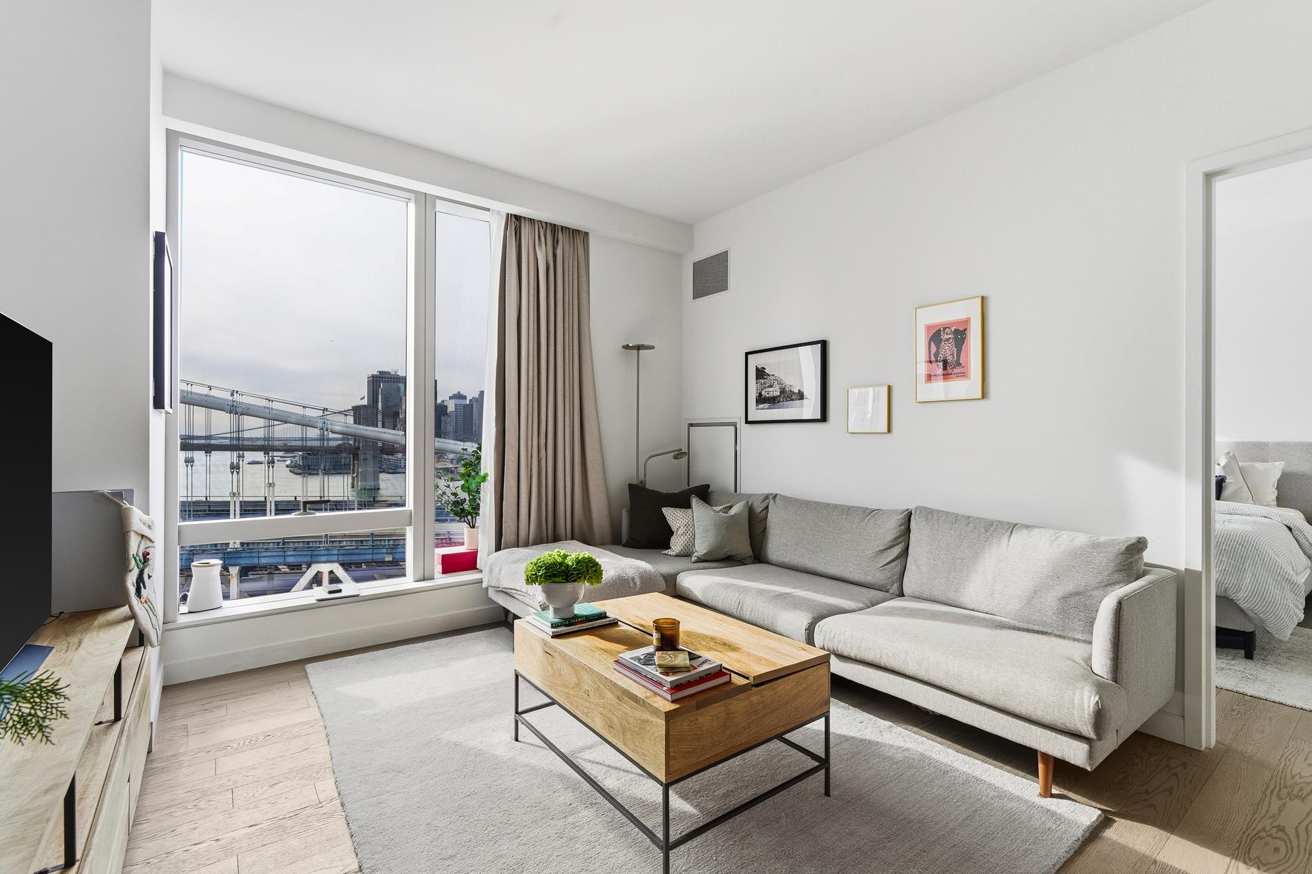 252 South Street, Unit 18B Manhattan, NY 10002 - Photo 5 of 12 a living room with furniture and a large window