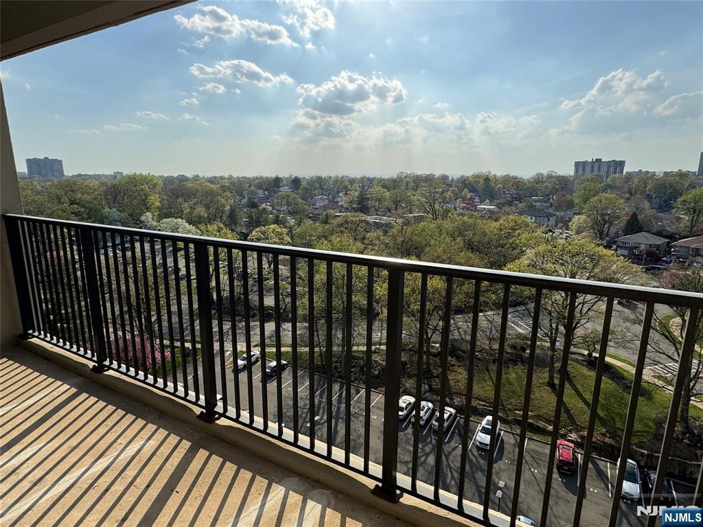 a view of city from a balcony