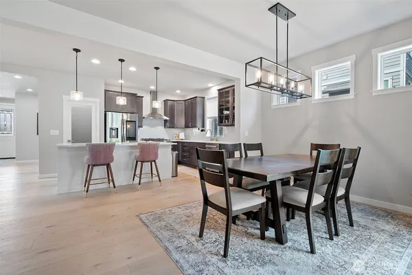 a view of a dining room and livingroom