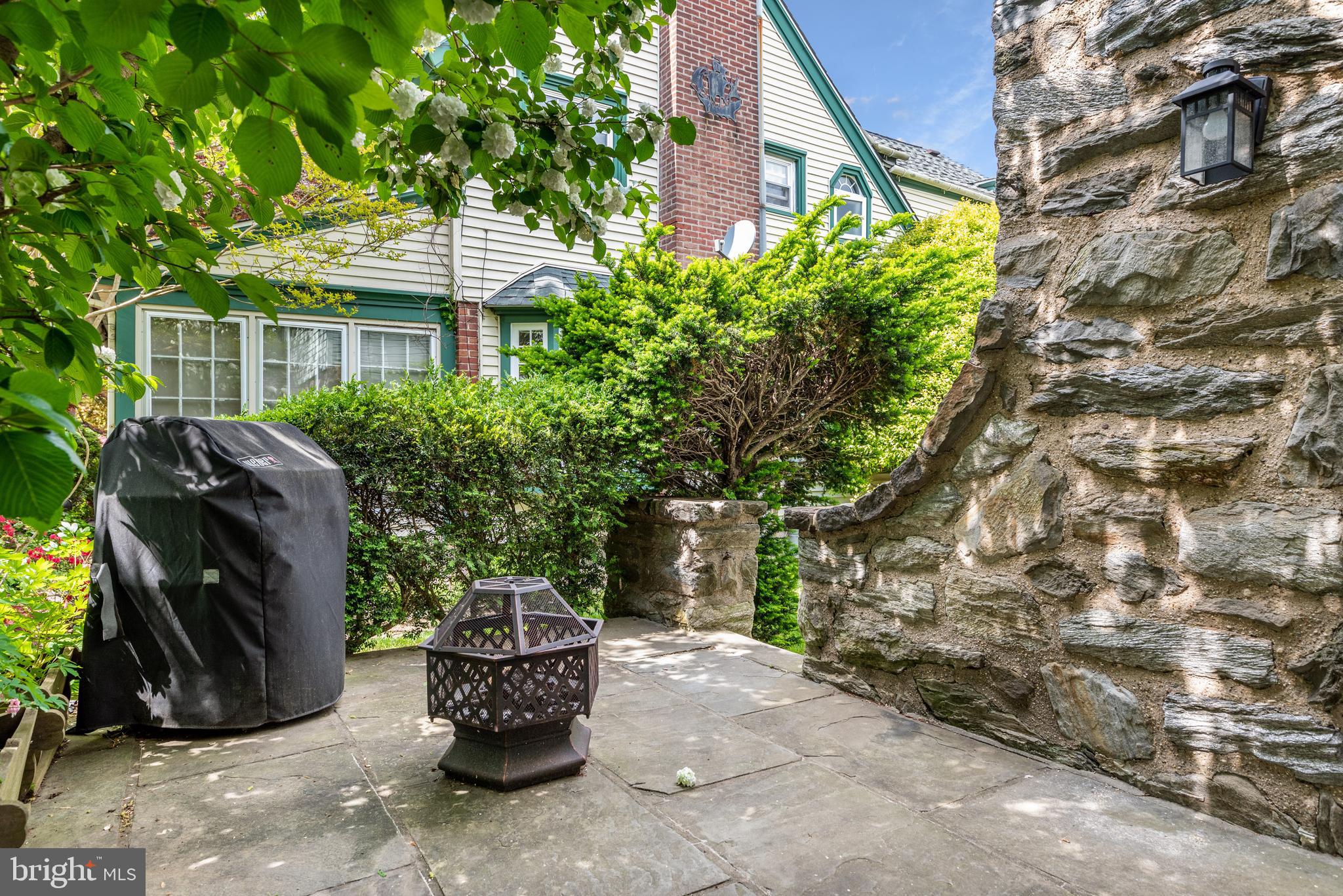217 Rockglen Road Wynnewood, PA 19096 - Photo 5 of 17 Stone Patio to left of Front Door