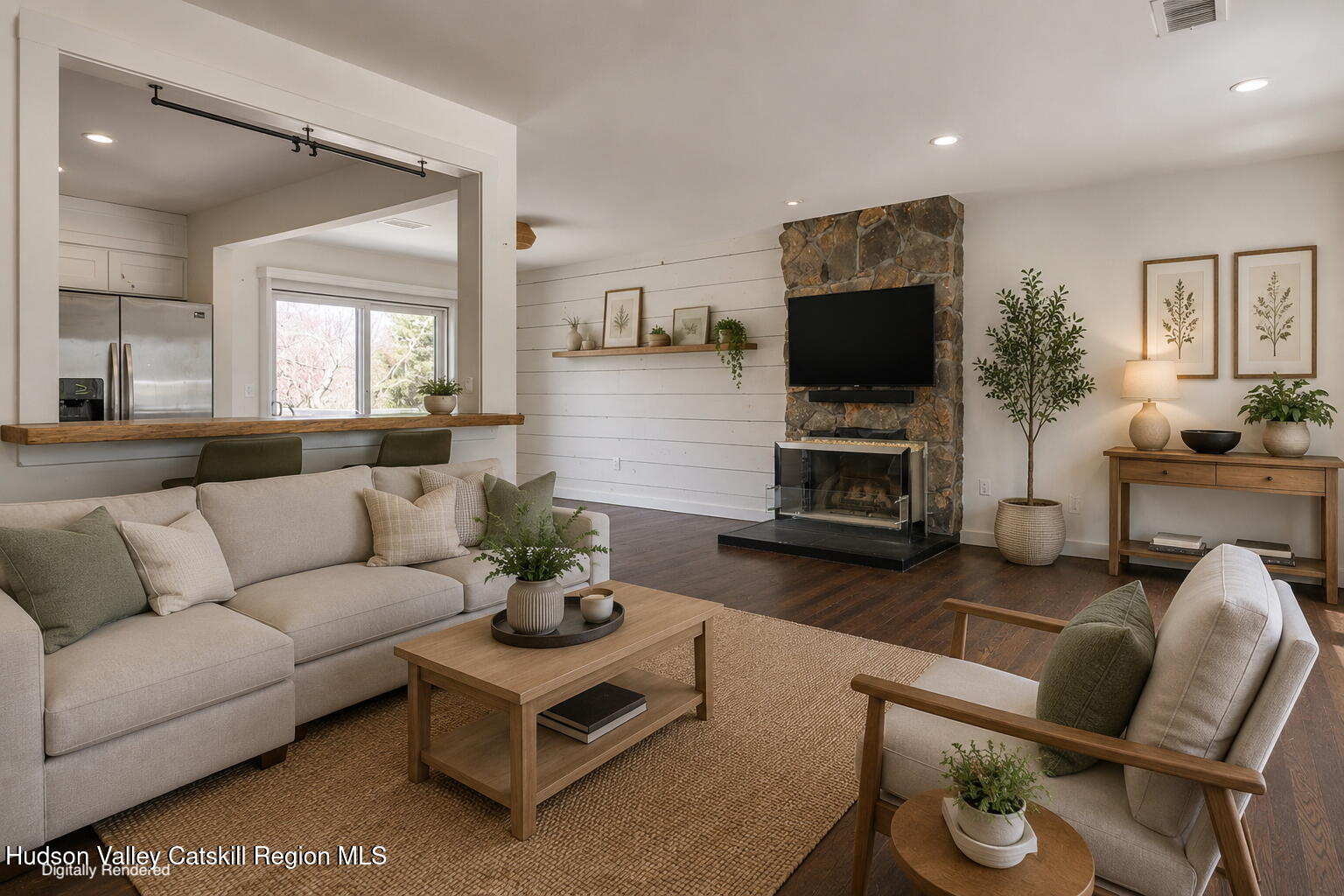 361 Allen Road Salt Point, NY 12578 - Photo 11 of 31 a living room with furniture a flat screen tv and a fireplace