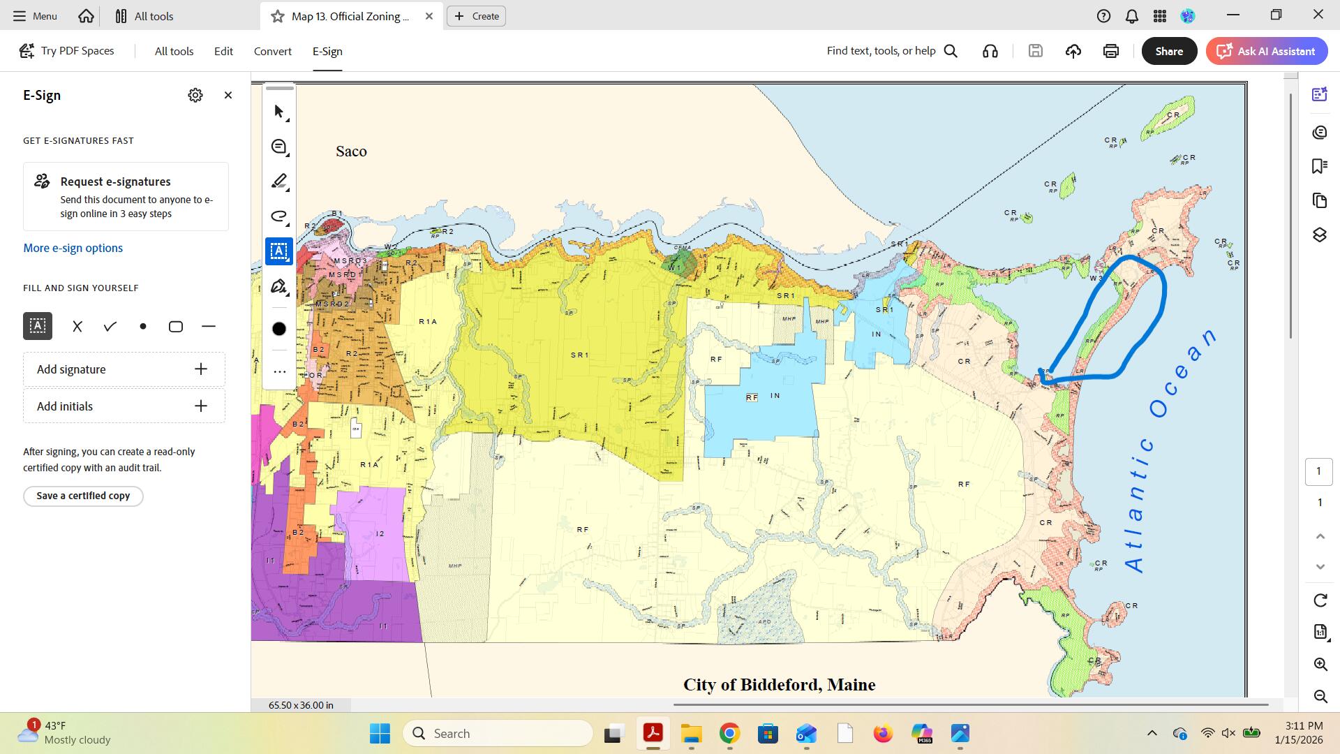 99 Mile Stretch Road Biddeford, ME 04005 - Photo 5 of 6 Full zoning map with Mile Stretch Road a