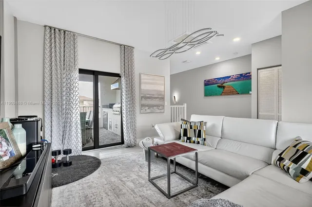 a view of a balcony with furniture