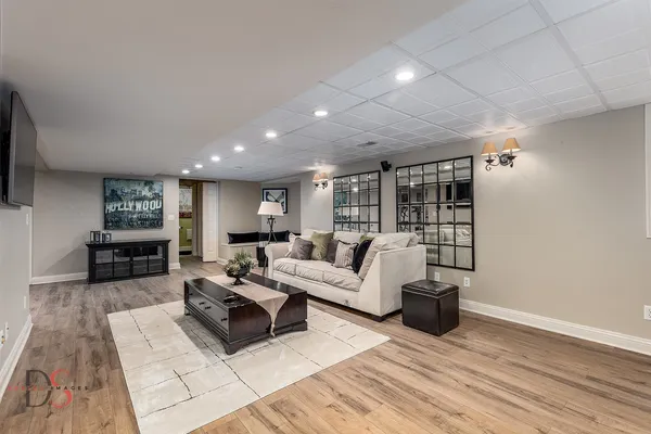 a living room with furniture