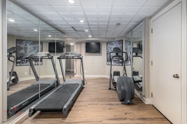 a view of a room with gym equipment