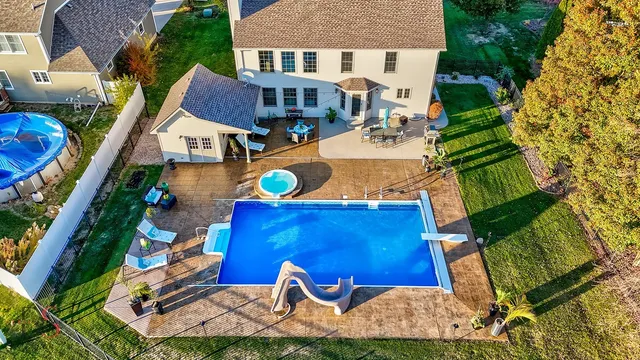 an aerial view of a house