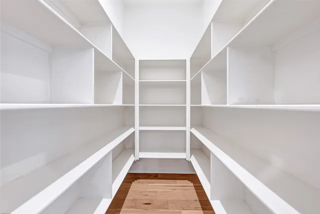 a view of a room with shelves