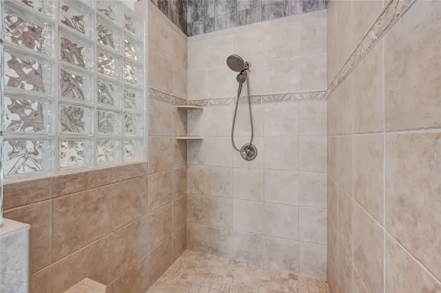 a bathroom with a shower