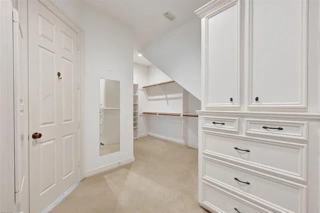 a view of walk in closet with cabinet