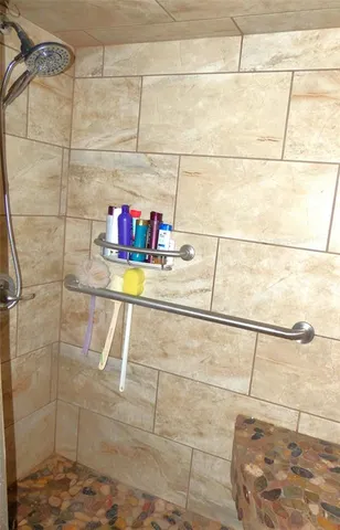 a bathroom with a shower