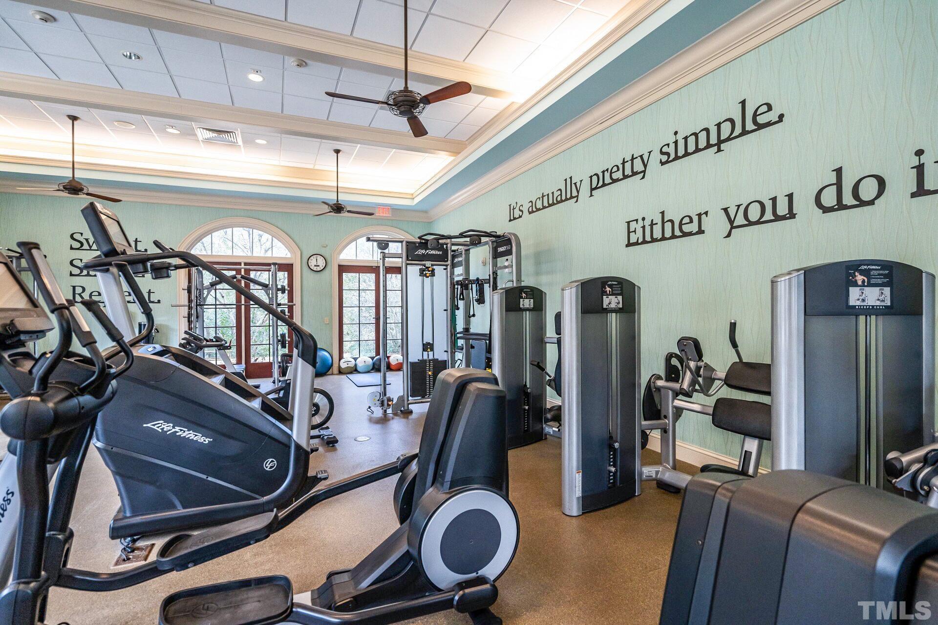7629 Hasentree Way, Unit 519 Wake Forest, NC 27587 - Photo 68 of 76 a room with gym equipment