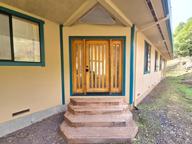 a front view of a house with a window