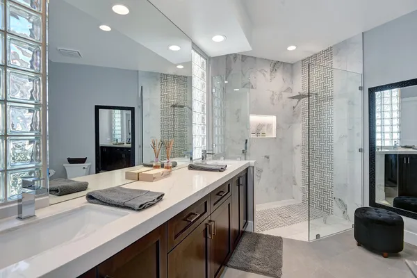 a bathroom with a shower