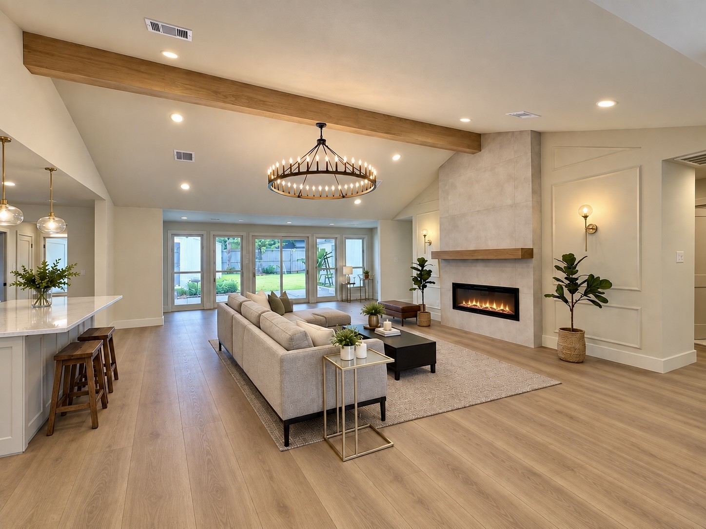 1031 Richelieu Lane Houston, TX 77018 - Photo 3 of 29 Open living room with Alexa enabled electric fireplace
