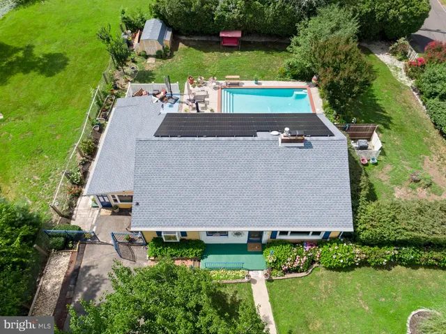 an aerial view of a house