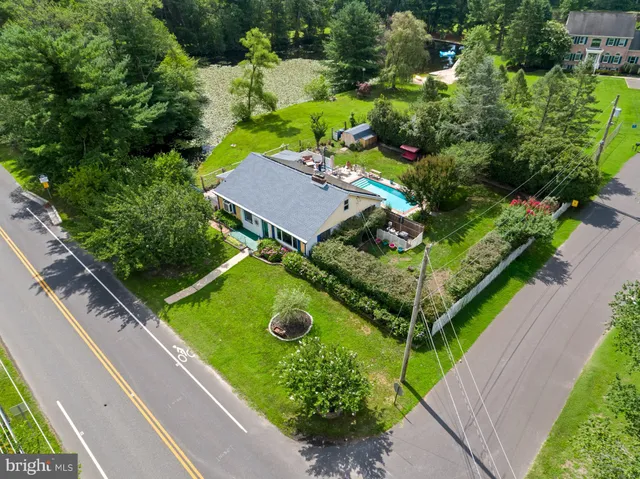 an aerial view of a house