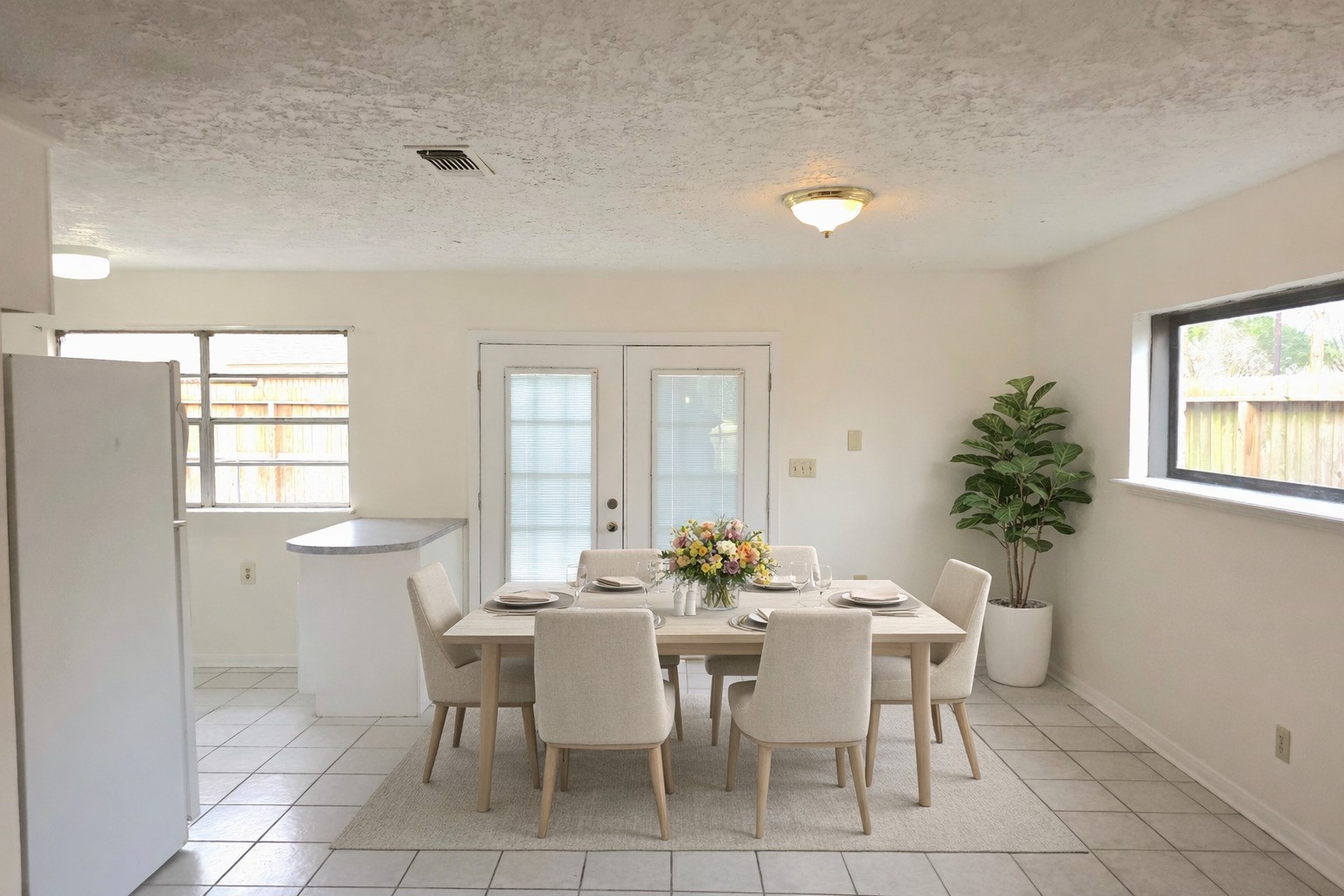 418 Texas Street Tomball, TX 77375 - Photo 13 of 23 This space features the dining room. Please note that this image has been enhanced and edited with AI to add furniture and other items. Image does not represent actual property as is.