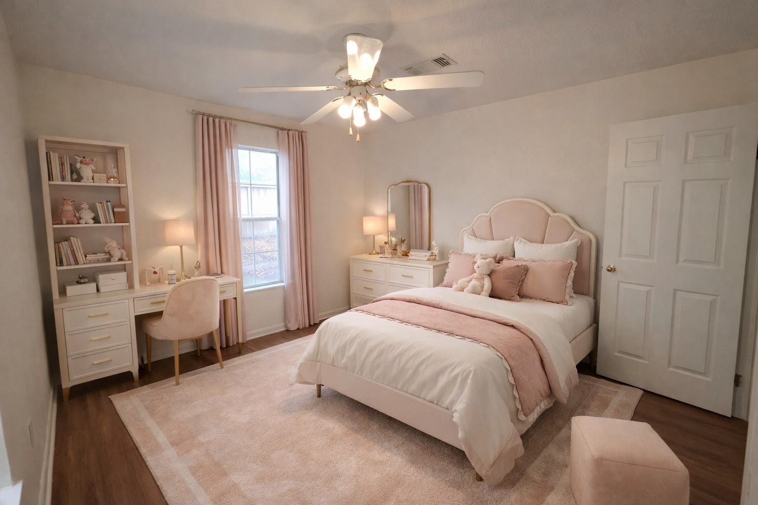 418 Texas Street Tomball, TX 77375 - Photo 10 of 23 This space features the secondary bedroom. Please note that this image has been enhanced and edited with AI to add furniture and other items. Image does not represent actual property as is.