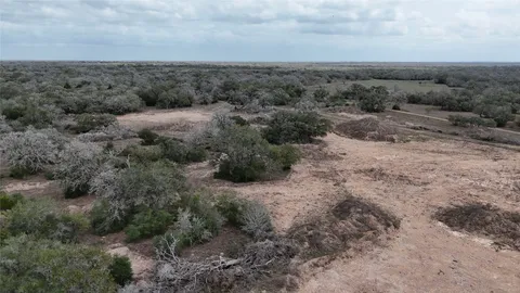 a view of a dry field with lots of bushes