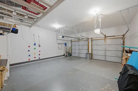 a view of a garage with furniture