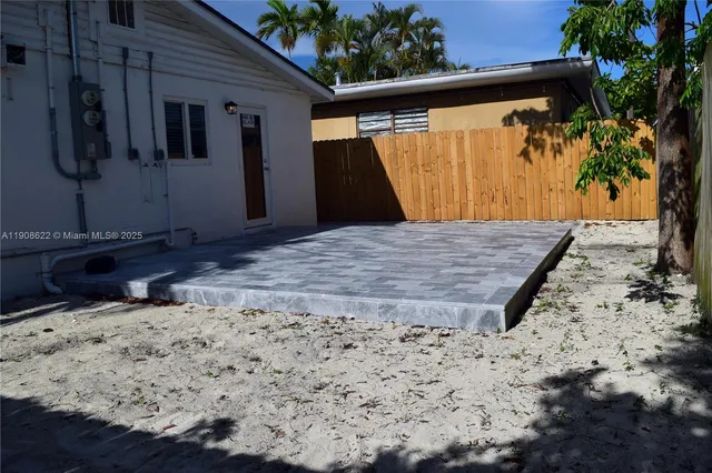 a view of a pathway with a door
