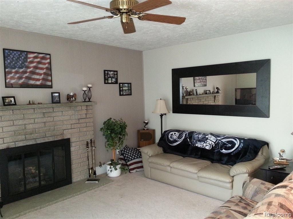 Family room with fireplace
