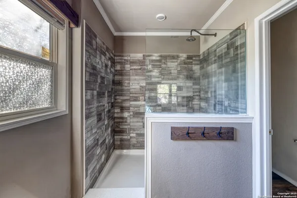 a bathroom with a shower