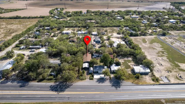 an aerial view of a house