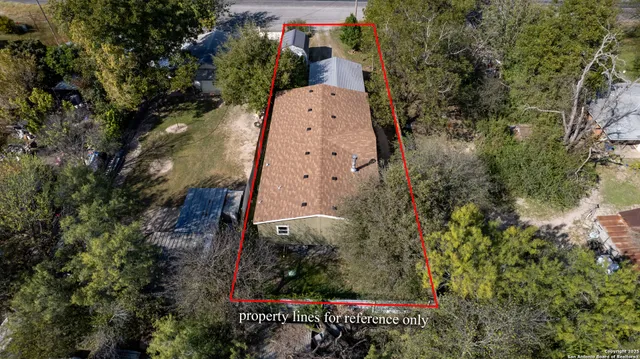 an aerial view of a house