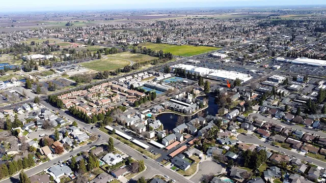 an aerial view of a city