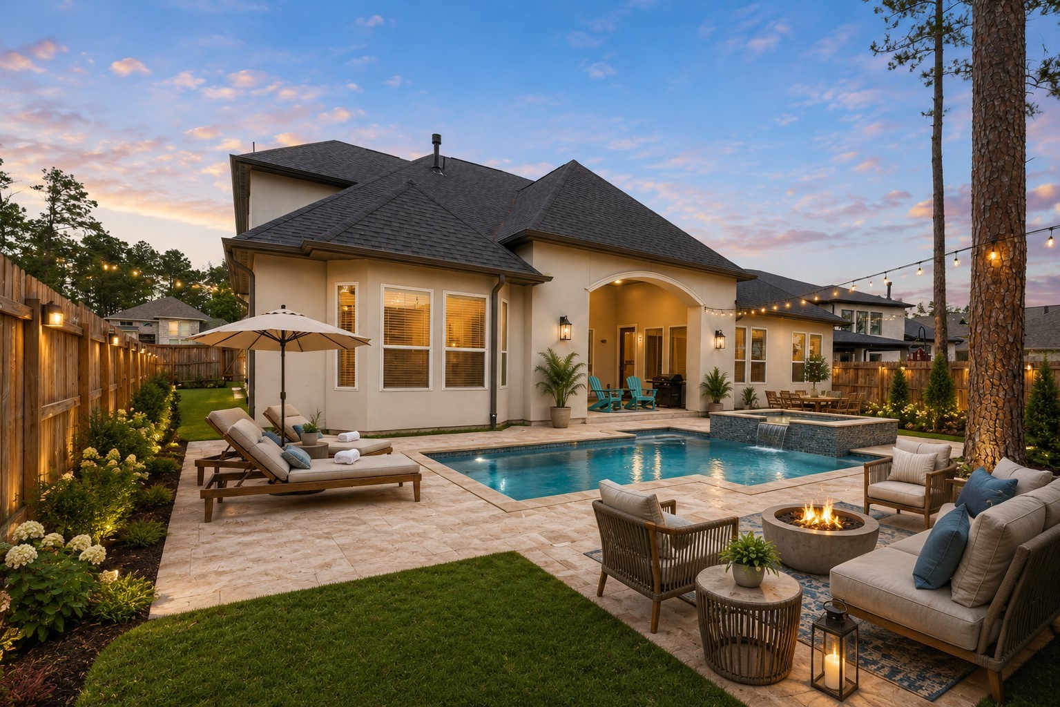 12932 Whitewater Way Conroe, TX 77302 - Photo 32 of 48 Virtually staged pool and backyard to show different possibilities.