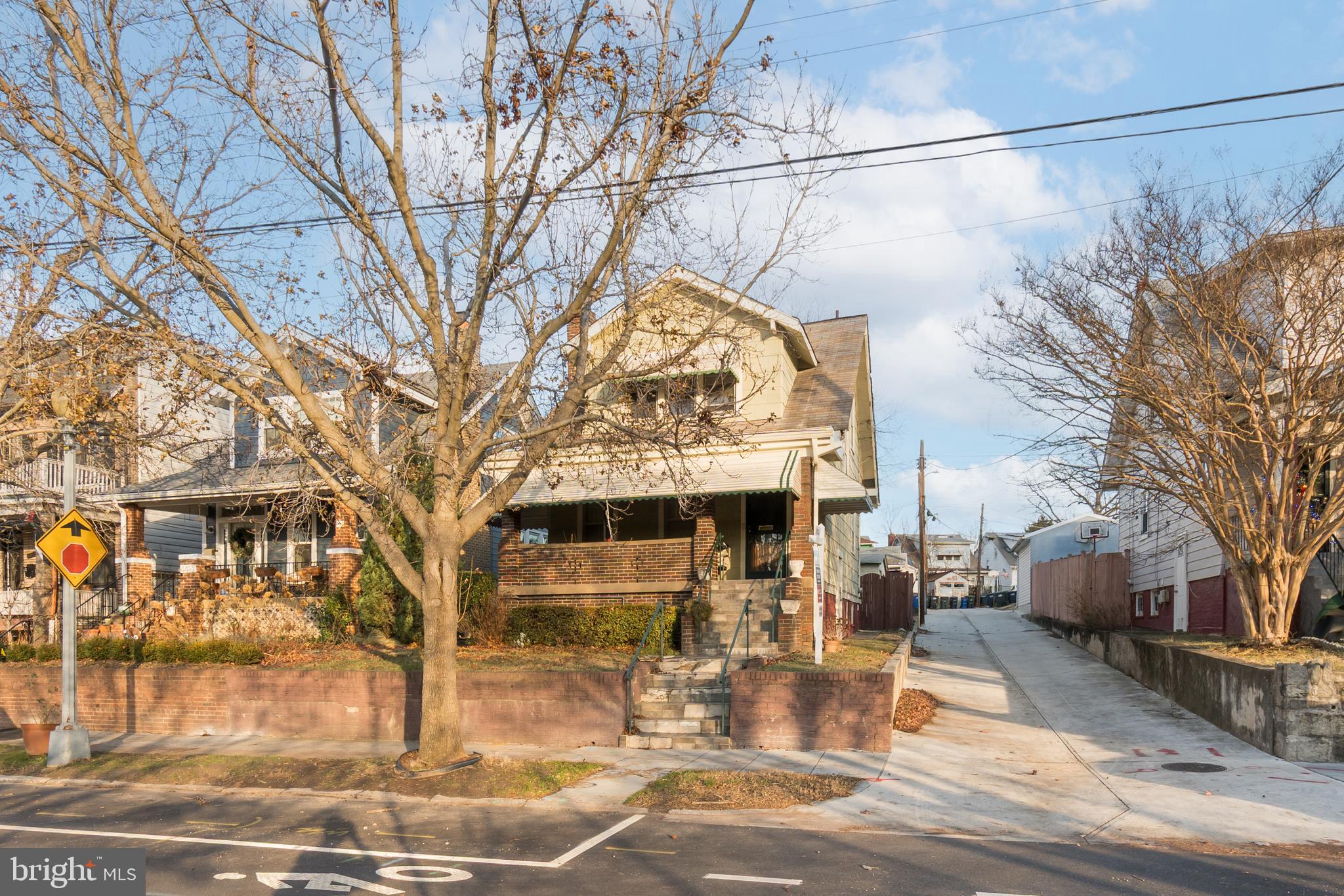 a view of a building with a street