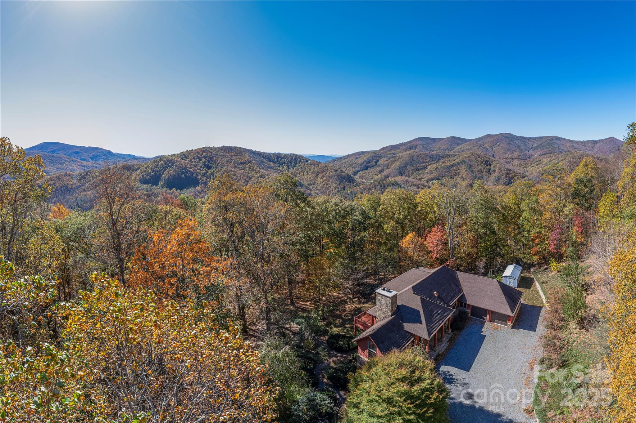 98 Flat Creek Road Fairview, NC 28730 - Photo 44 of 47 an aerial view of a house with mountain view