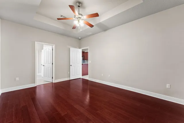 an empty room with windows