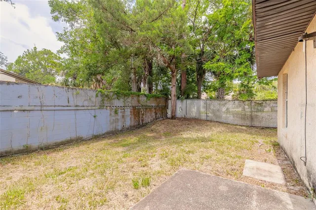 a view of a backyard