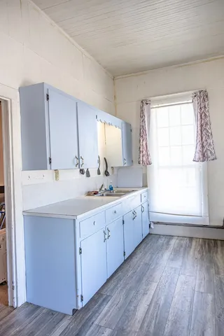 a view of a room with racks on the wall