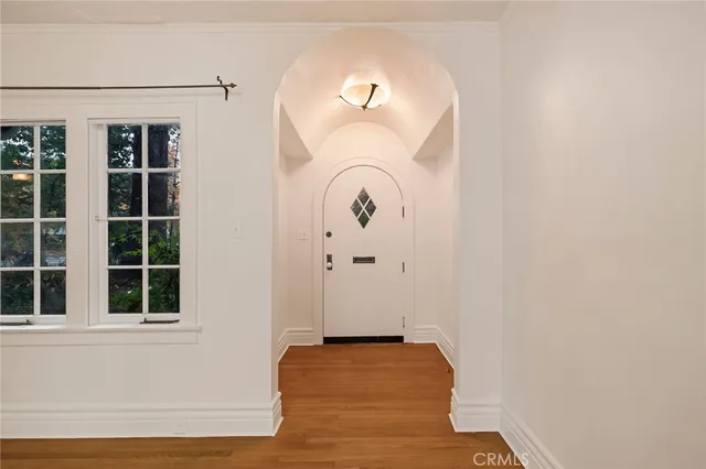 a view of wooden door