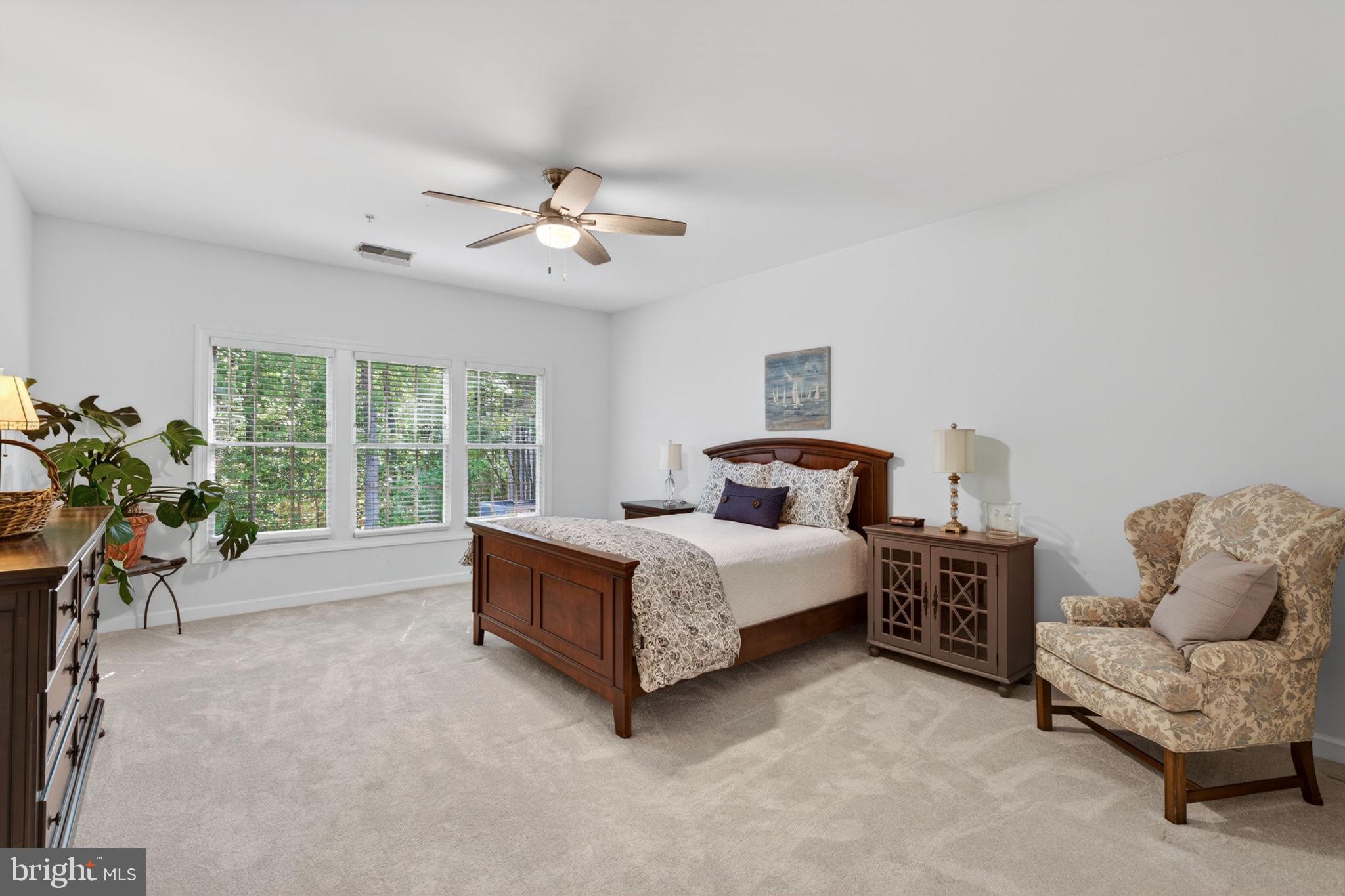336 Colony Point Place Edgewater, MD 21037 - Photo 21 of 40 a spacious bedroom with a bed a couch and potted plant