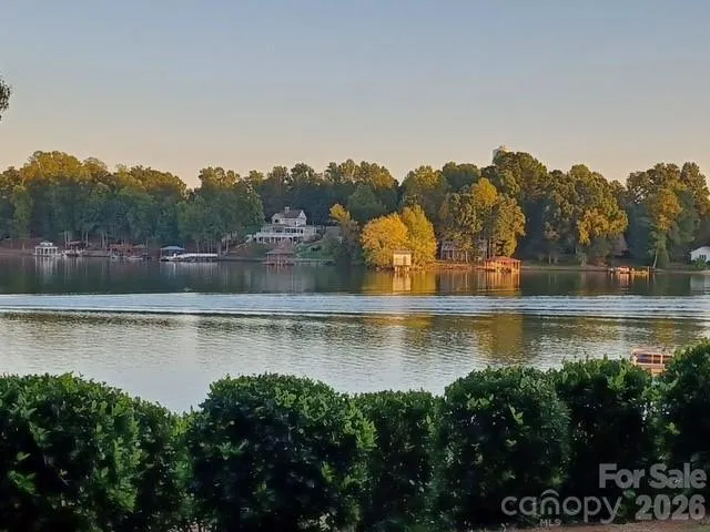 a view of a lake with houses