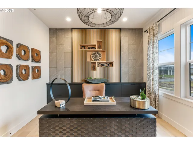 a living room with table