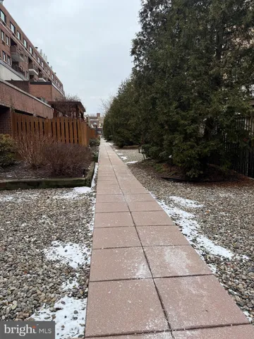 a view of a pathway both side of the yard