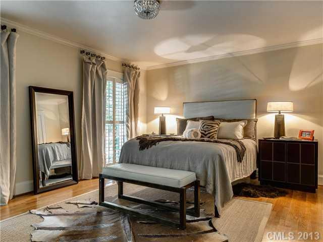 2726 Sharon Road Charlotte, NC 28211 - Photo 11 of 16 a bedroom with a bed and wooden floor