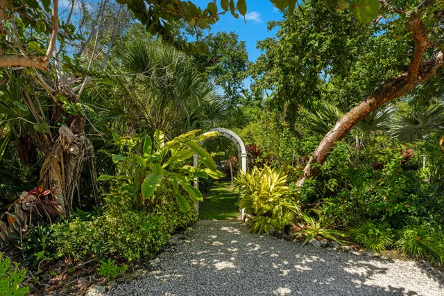 an aerial view of residential house with outdoor space and trees all around