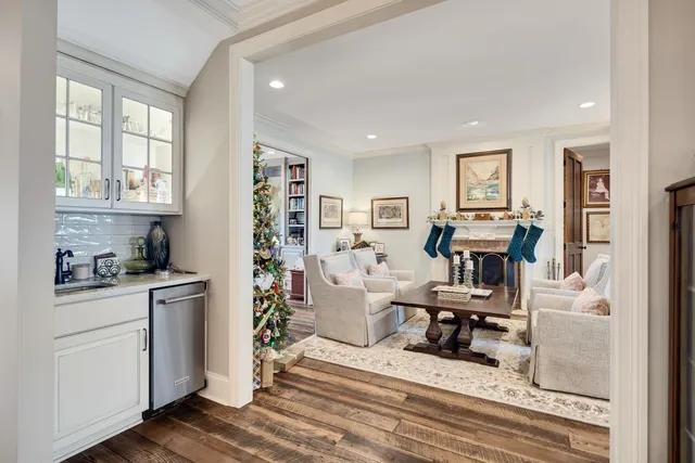 a view of living room with furniture and flat screen tv