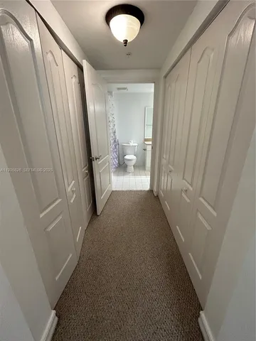 a view of a room that has a plant and a shower curtain