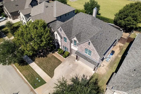 an aerial view of a house