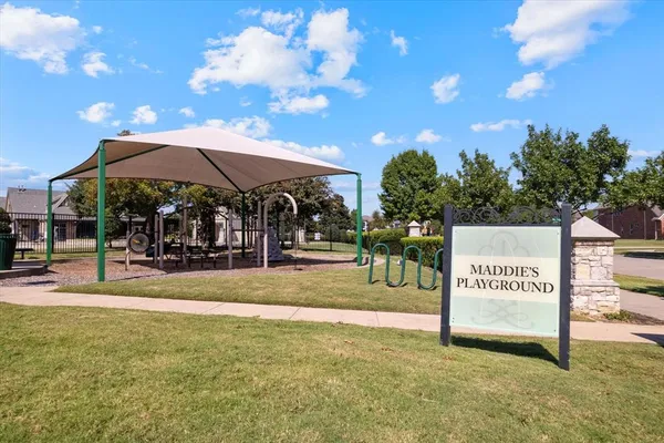 a view of a park with slide