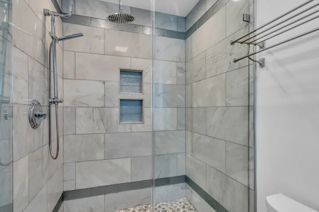 a bathroom with a shower