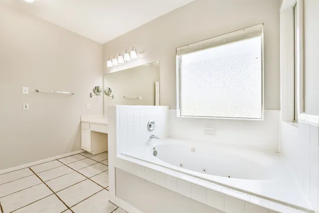 a bathroom with a bathtub